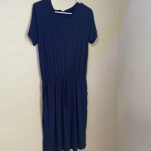 Simier Fariry Womens Hide Belly Work Casual Midi Dresses with Pockets Medium